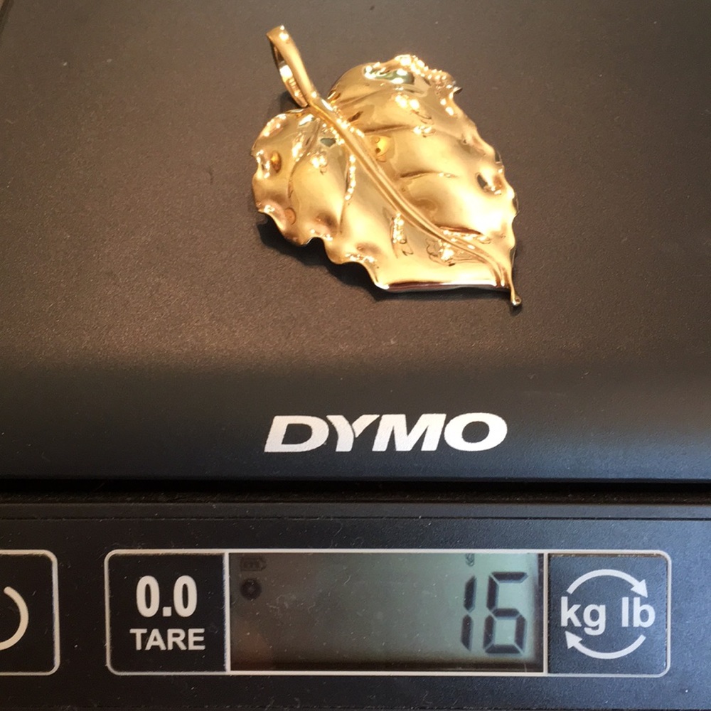 Gold Plated Solid Sterling Silver Leaf Pendant - image 6